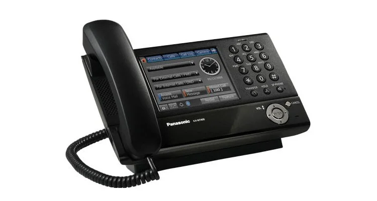 The KX-NT400 IP business phone from Panasonic features a 5.7in touchscreen interface with live video feed