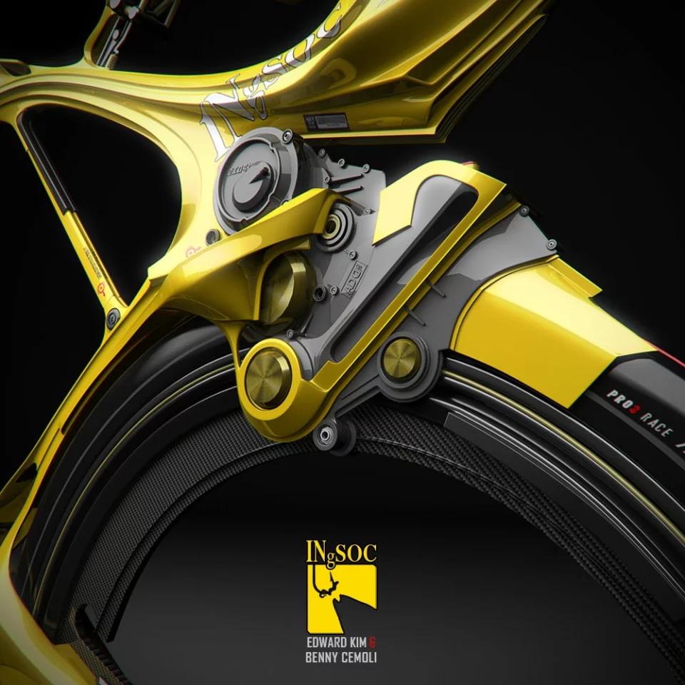 The electric motor and drive on the hubless rear wheel