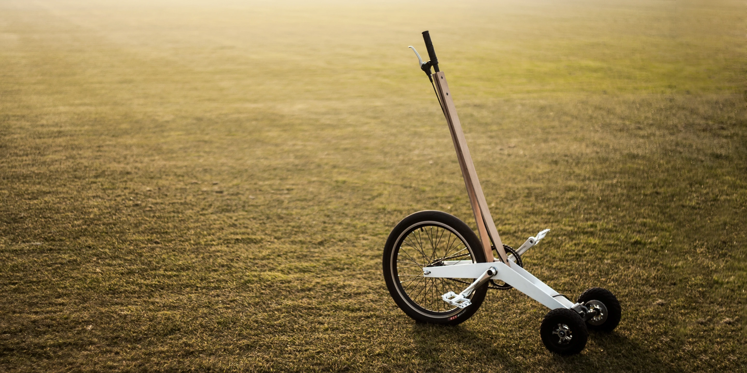 The Halfbike's standup design and riding pole mean riders receive no rest periods during trips