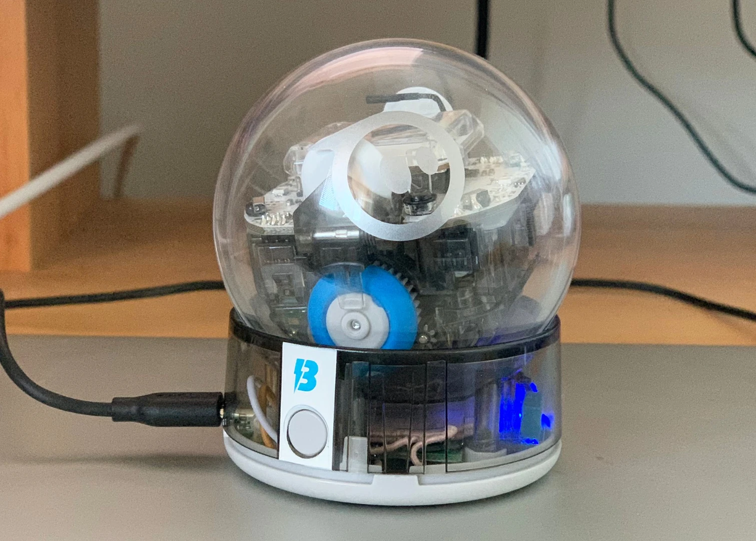 Sphero Bolt charging is via an inductive cradle