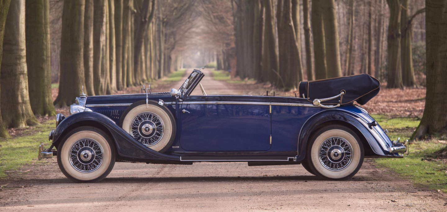Mercedes-Benz's luxurious 320 range was unveiled in 1936 with a wide range of open and closed bodies. This is one of the very rare convertible models and it has been restored to competitive standards.