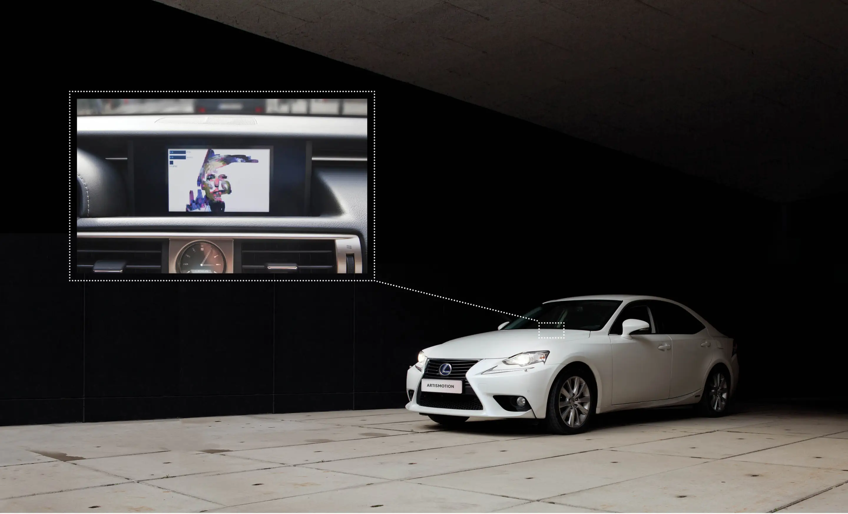 Art is Motion is installed in a Lexus IS 300h sedan