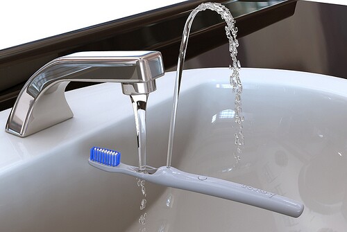The Rinser is a toothbrush that uses your tap to create a fountain for rinsing the toothpaste foam out of your mouth