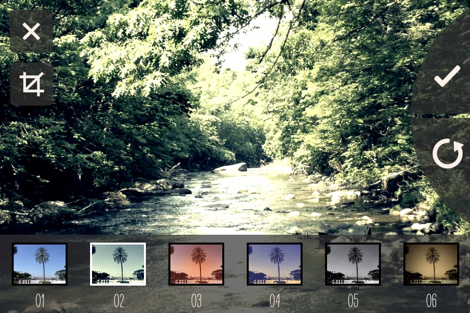 Images can be cropped and have a filter applied before being uploaded with the One Memento app