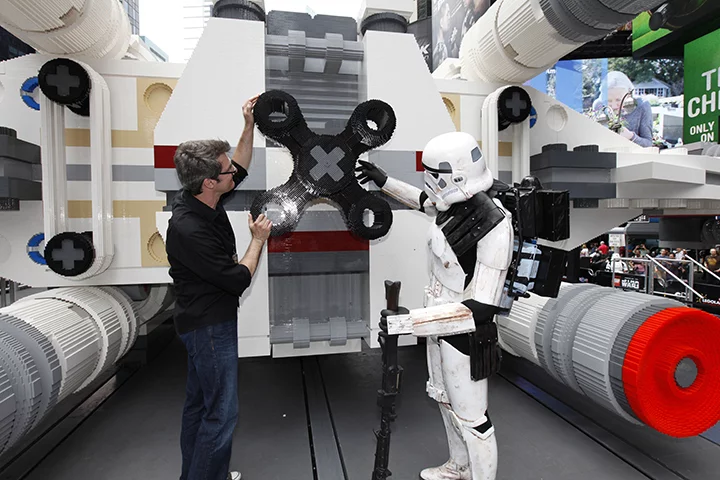 A Storm Trooper checks out the enemy hardware