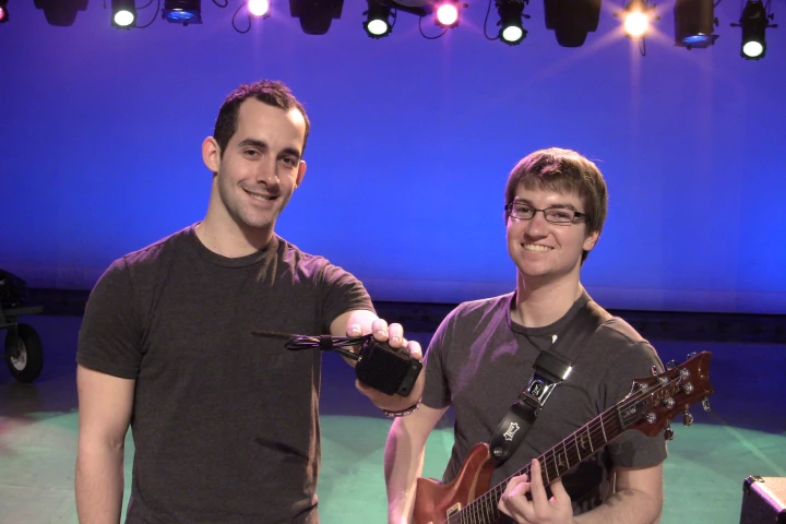 A team of Purdue University students has developed a device that uses sensors at a guitarist's ankle to wirelessly control a virtual wah distortion effect