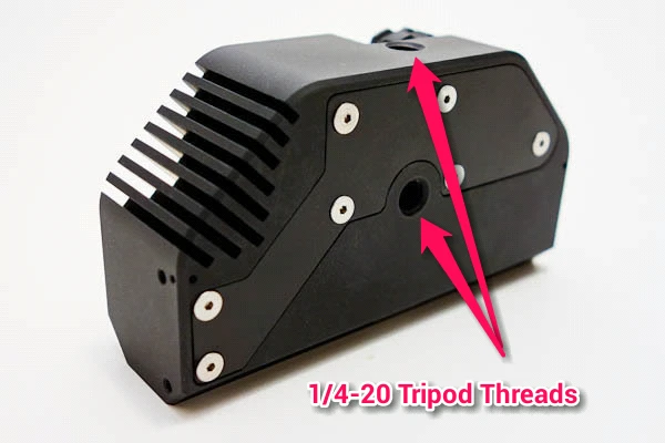 Besides its ability to be stood up either horizontally or vertically, the Function also features threaded tripod holes on its top and rear surfaces