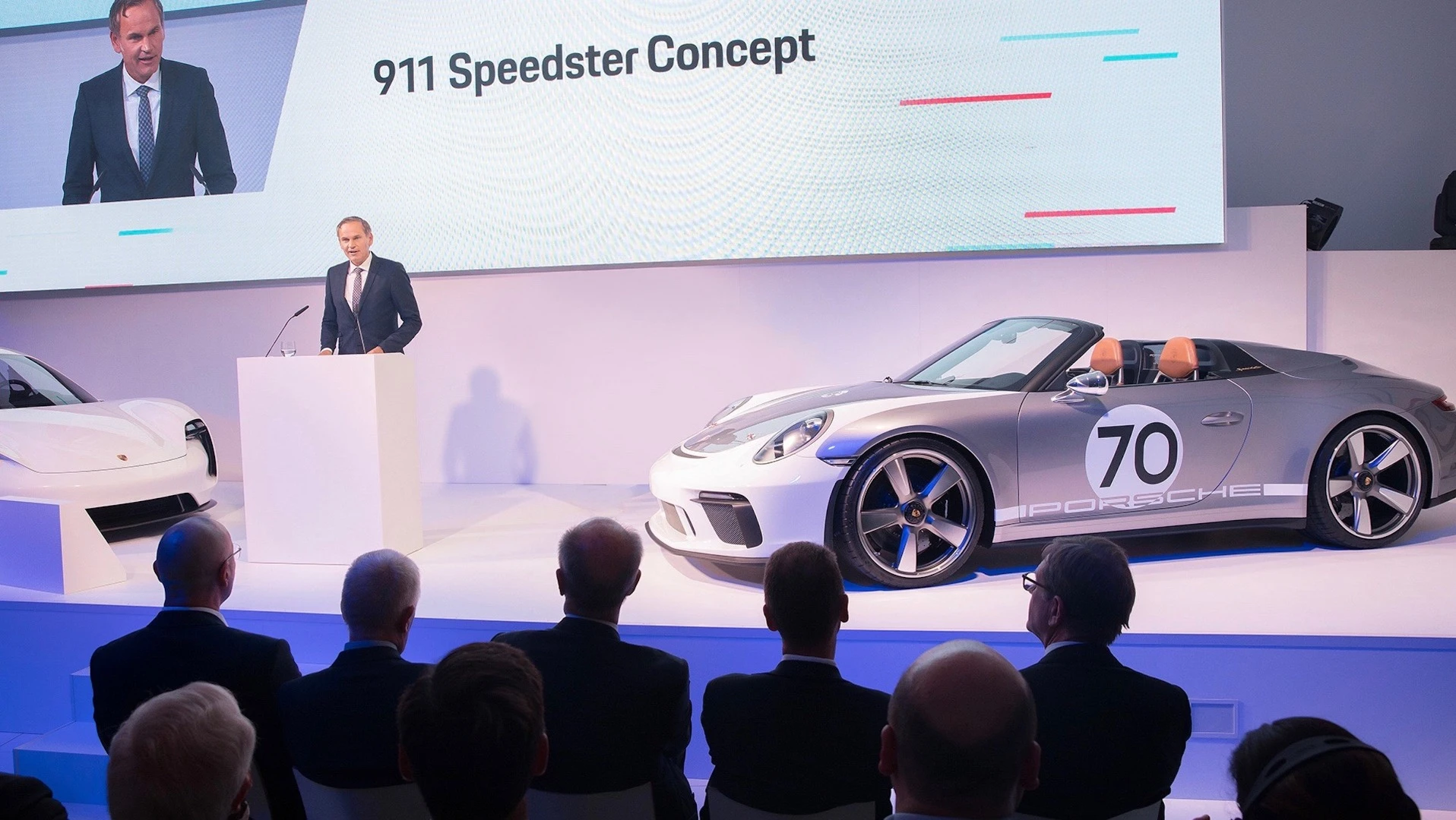 The Porsche 911 Speedster being presented in Paris and announced for production by Porsche board chair Oliver Blume
