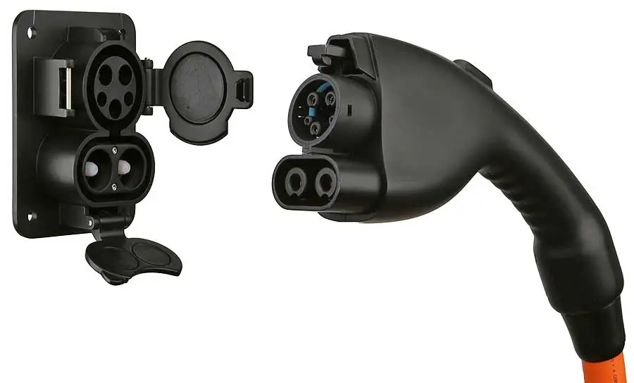 The SAE J1772 combo plug and receptor