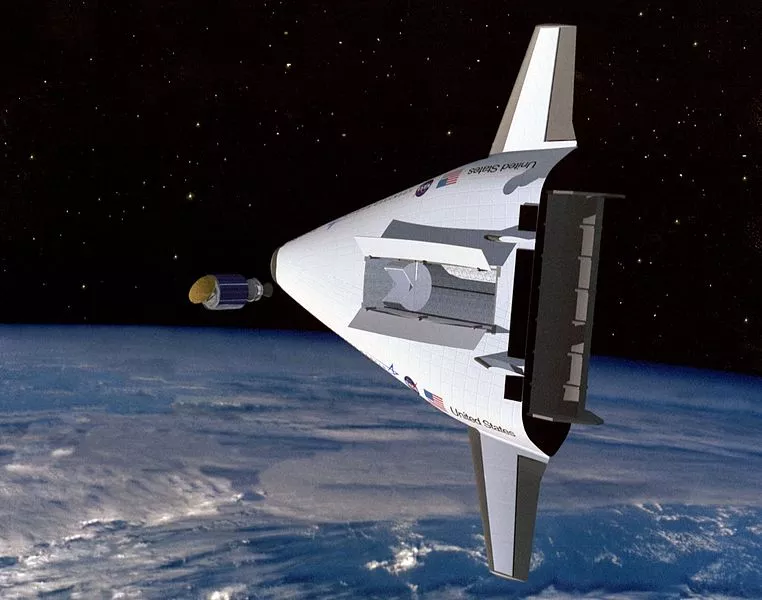 The VentureStar lander design by Lockheed Martin was a single-stage-to-orbit reusable similar to that proposed by Dan for use by the Enterprise Gen1 (Image: NASA)