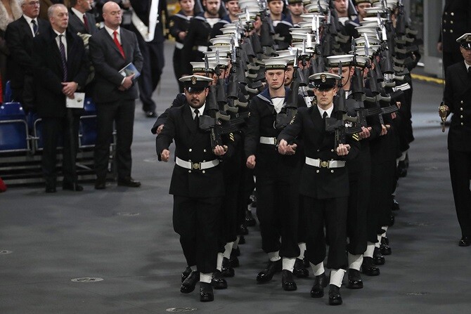 The ships company parading at the ceremony