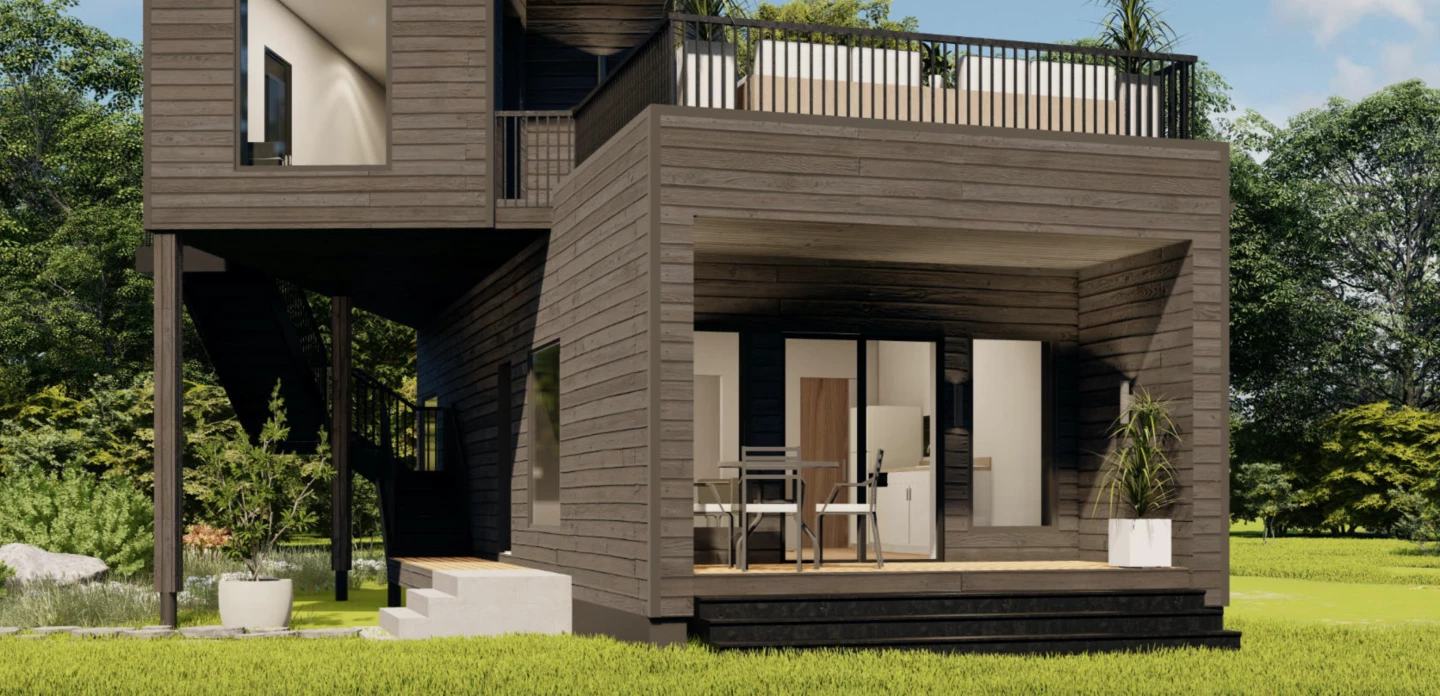 Render of one of the chalets at geoLagon