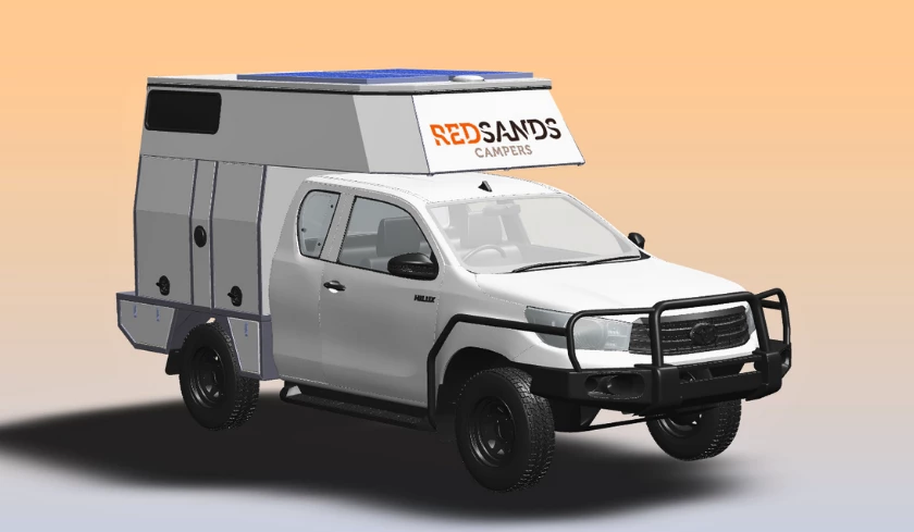 More than just a stock Hilux with camper, the Wanderer is fully upgraded with a modified suspension, front-end protection, all-terrain tires and more