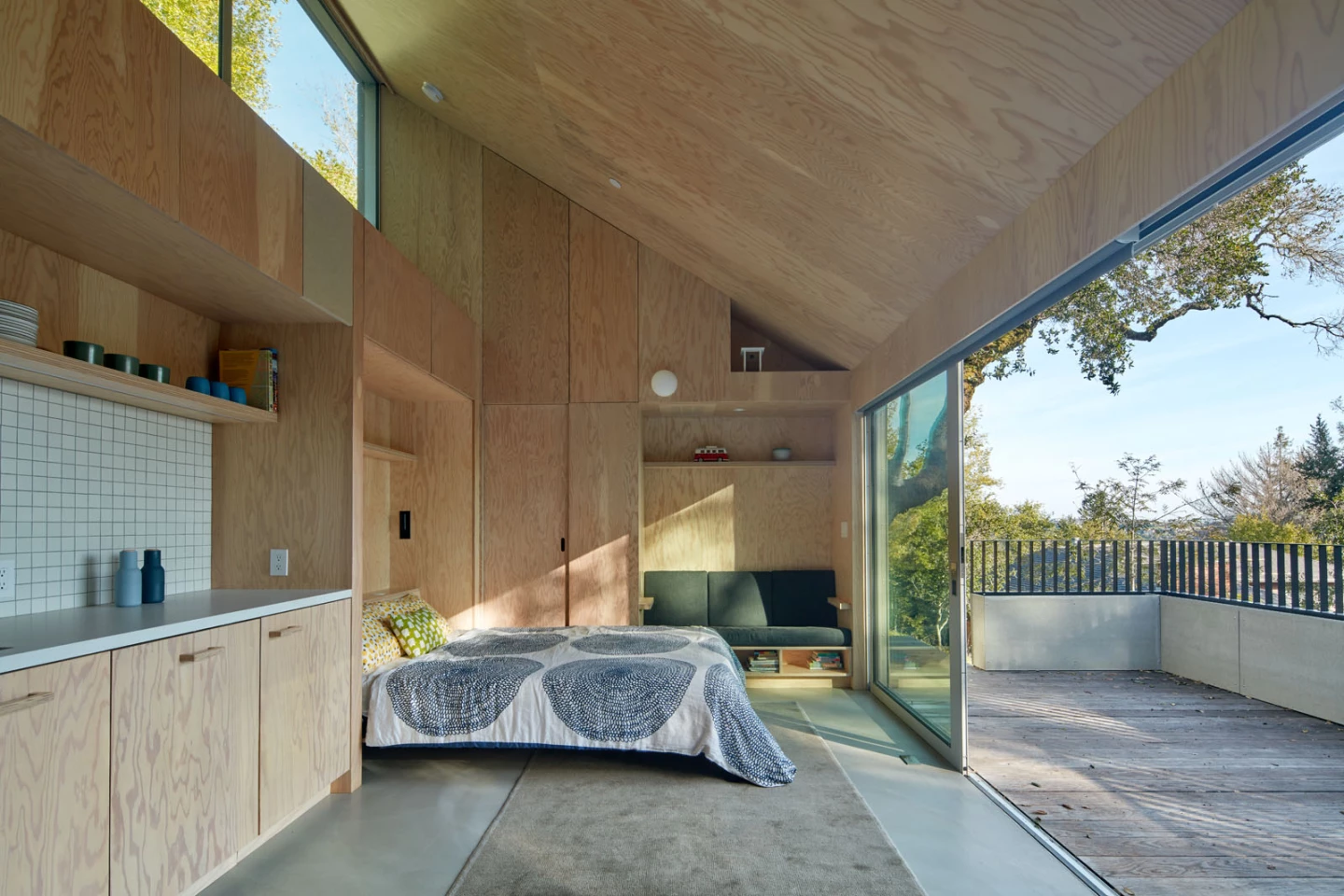 Crest's main bed is a Murphy bed that can be stowed away when not in use