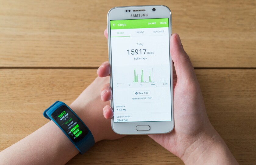 The Samsung Gear Fit2 can be used with the Samsung Gear and S Health apps
