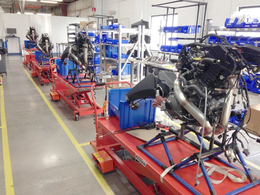 The production line for the hand-built 2014 EBR 1190RX