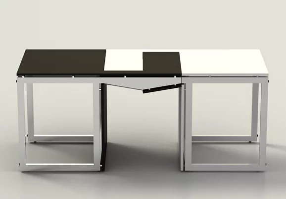 How Sensei looks as a coffee table, with the two chairs slotting together seamlessly