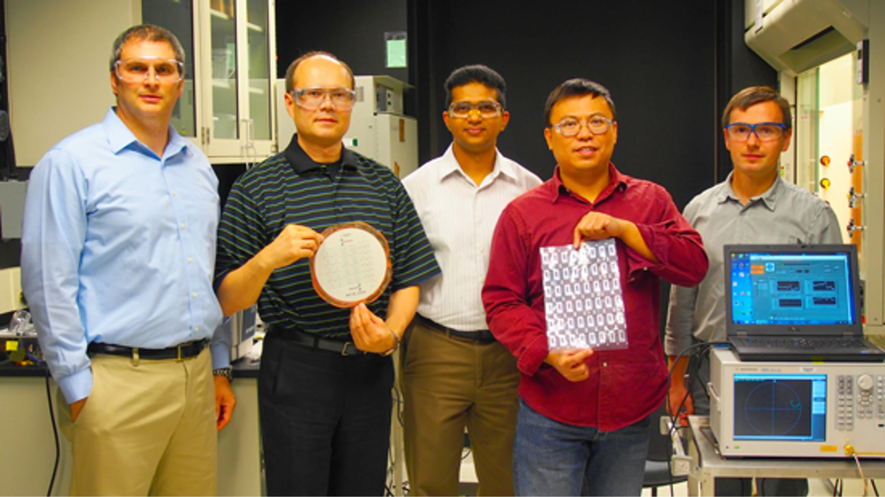 The GE Global Research team has developed a wireless, battery-free RFID sensors for detection of chemical threats (Photo: GE)