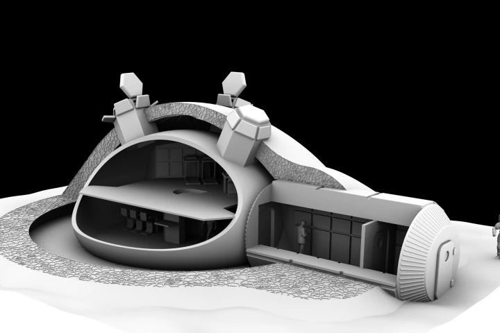 Artist's impression of Foster + Partners' concept of a partially 3D-printed moonbase (Image: ESA, Foster + Partners)