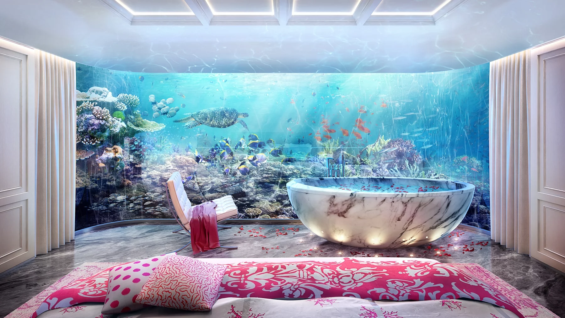 The lower level of the Signature Edition Floating Seahorse is home to the Master Bedroom and bathroom