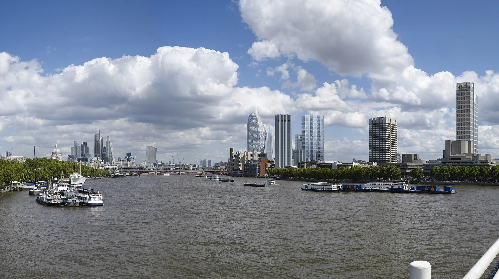 London, looking North from the Waterloo Bridge with some of the new towers in place (Image: Hayes Davidson for NLA)