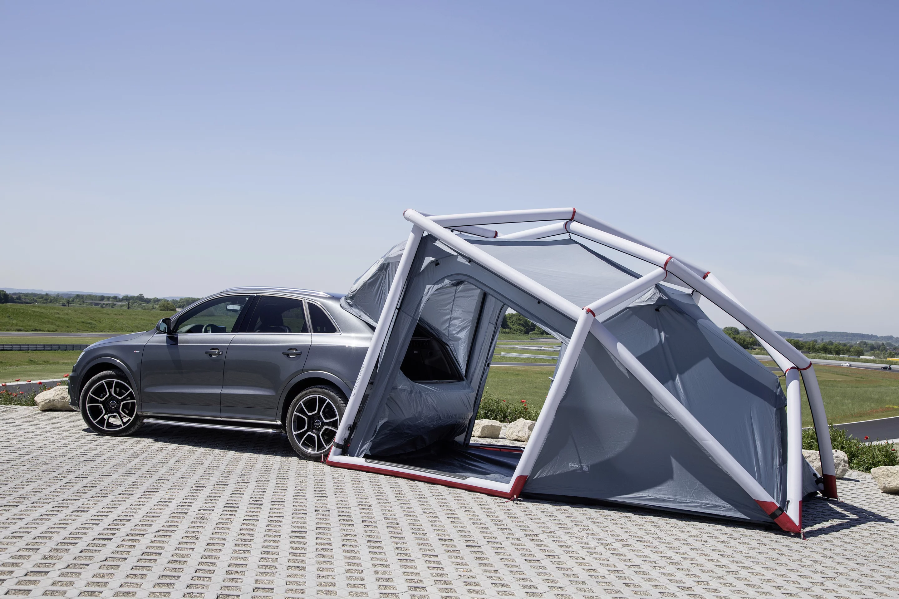 The tent includes a vestibule and enclosed sleeping area