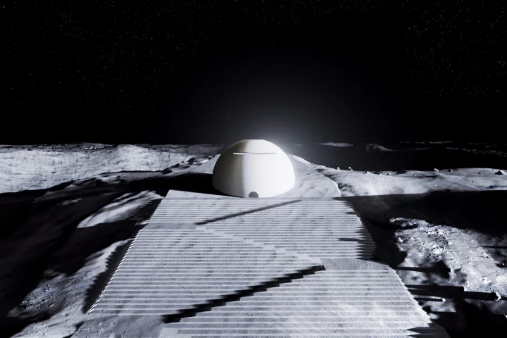 Artist's impression of the terraced steps leading up to the lunar temple