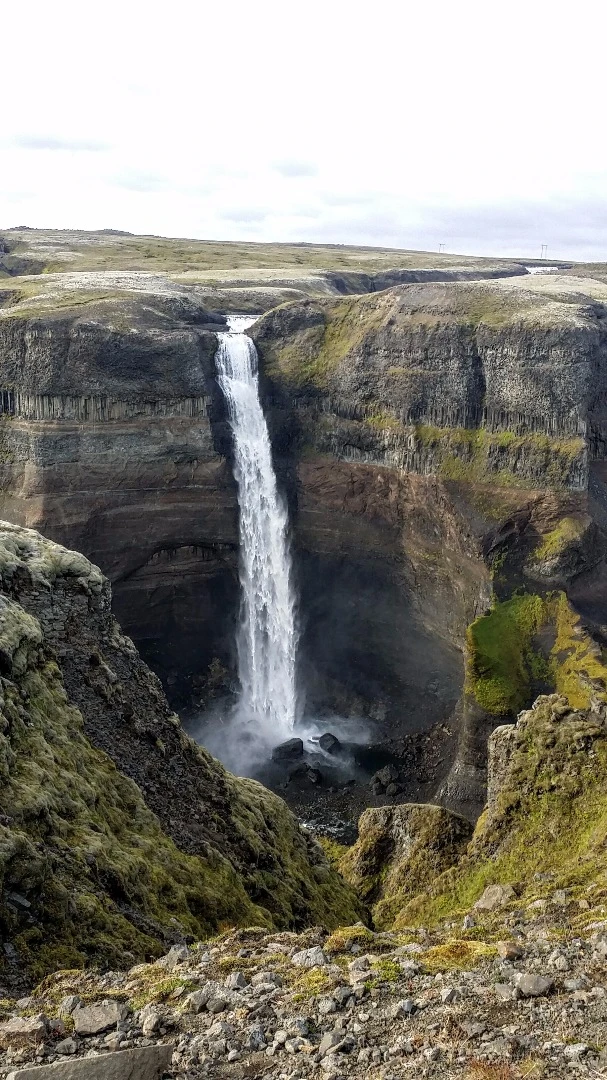 At 122 m (400 ft) high, Háifoss waterfall (or "Tall Falls") seen here, was traditionally known as Iceland's second biggest waterfall after the 196-m-high Glymur waterfall. However both cataracts lost their titles when a waterfall discovered by the retreat of the Morsárjökull glacier, was found to be 227 m (745 ft) high in 2011. Nonetheless, Haifoss still impresses and the opposing banks give a great vantage point from which to take it in. Haifoss is situated near Hekla volcano, which many scientists believe is due to explode in the near future.