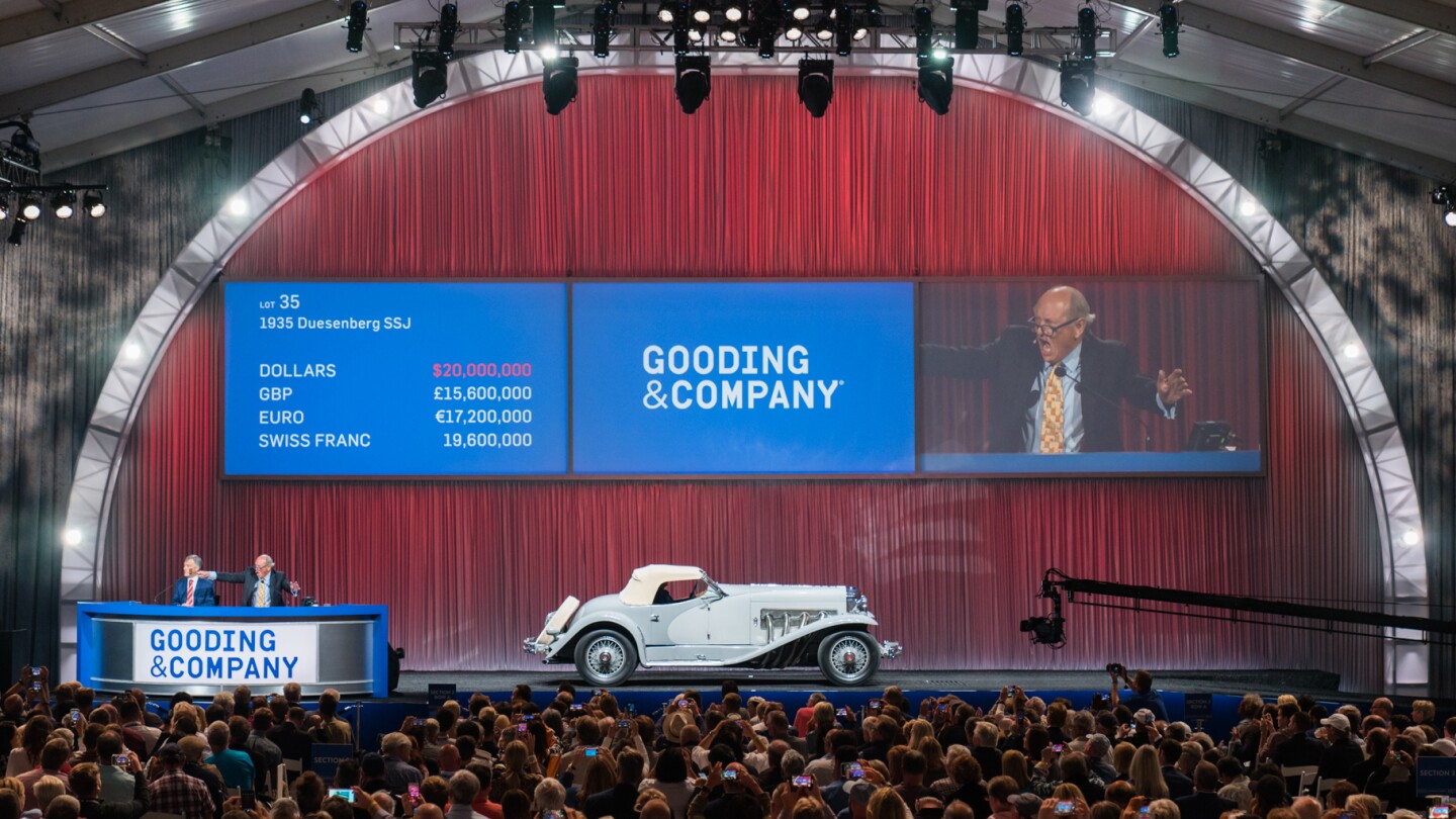 2018 Monterey Car Week Auction Report | 1935 Duesenberg SSJ | Sold for: $ 22,000,000 (most valuable American car and the most valuable pre-WW2 car sold at auction) | Estimate: $10,000,000 plus | Auction: Gooding & Co | Lot 035 | Official Description