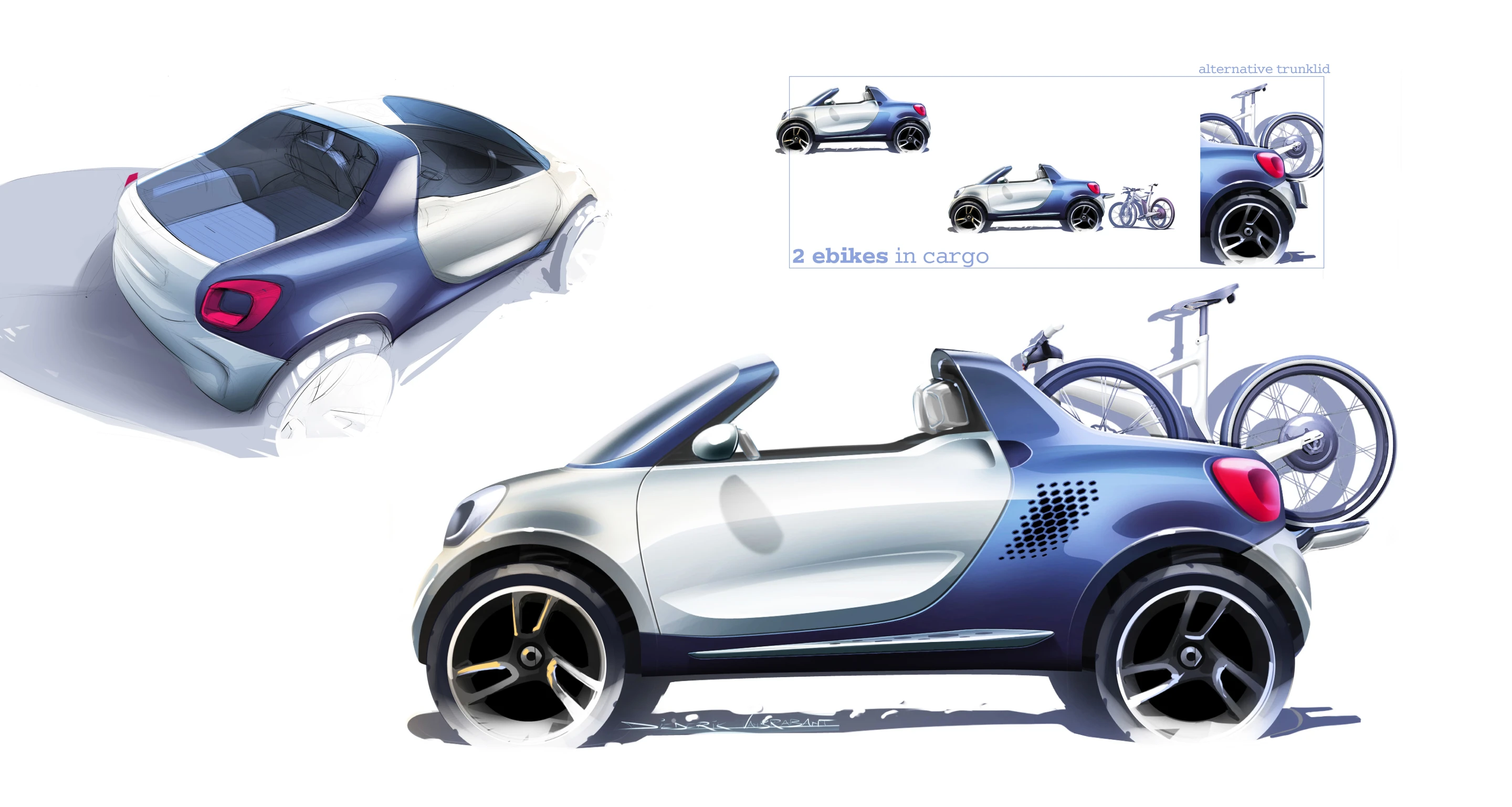 The smart for-us is a concept car, that combines a smart fortwo with a pickup truck