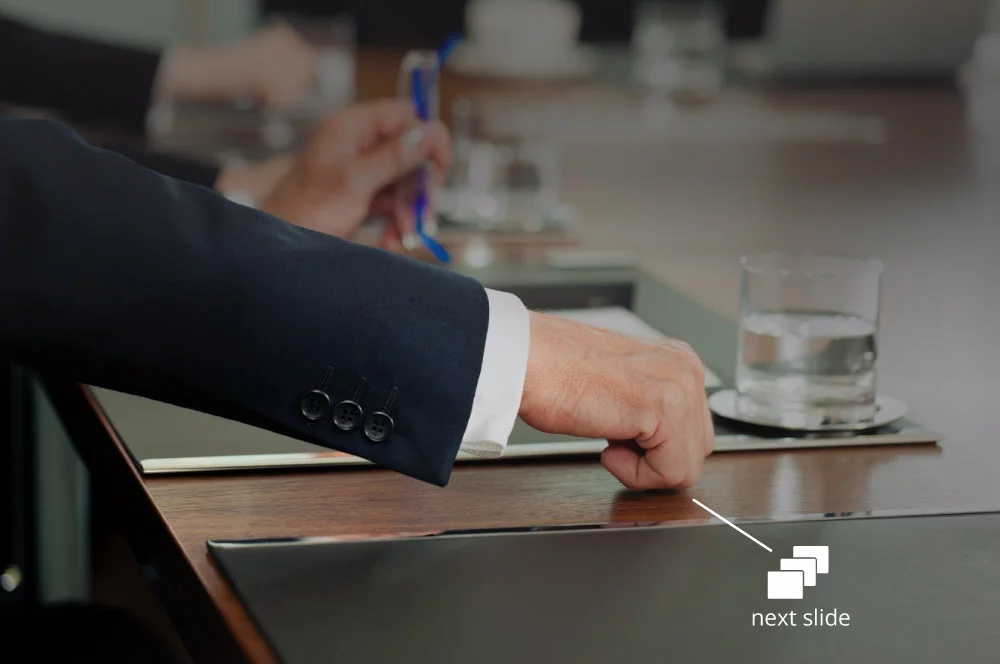 You can tap on the table to advance to the next slide during a presentation