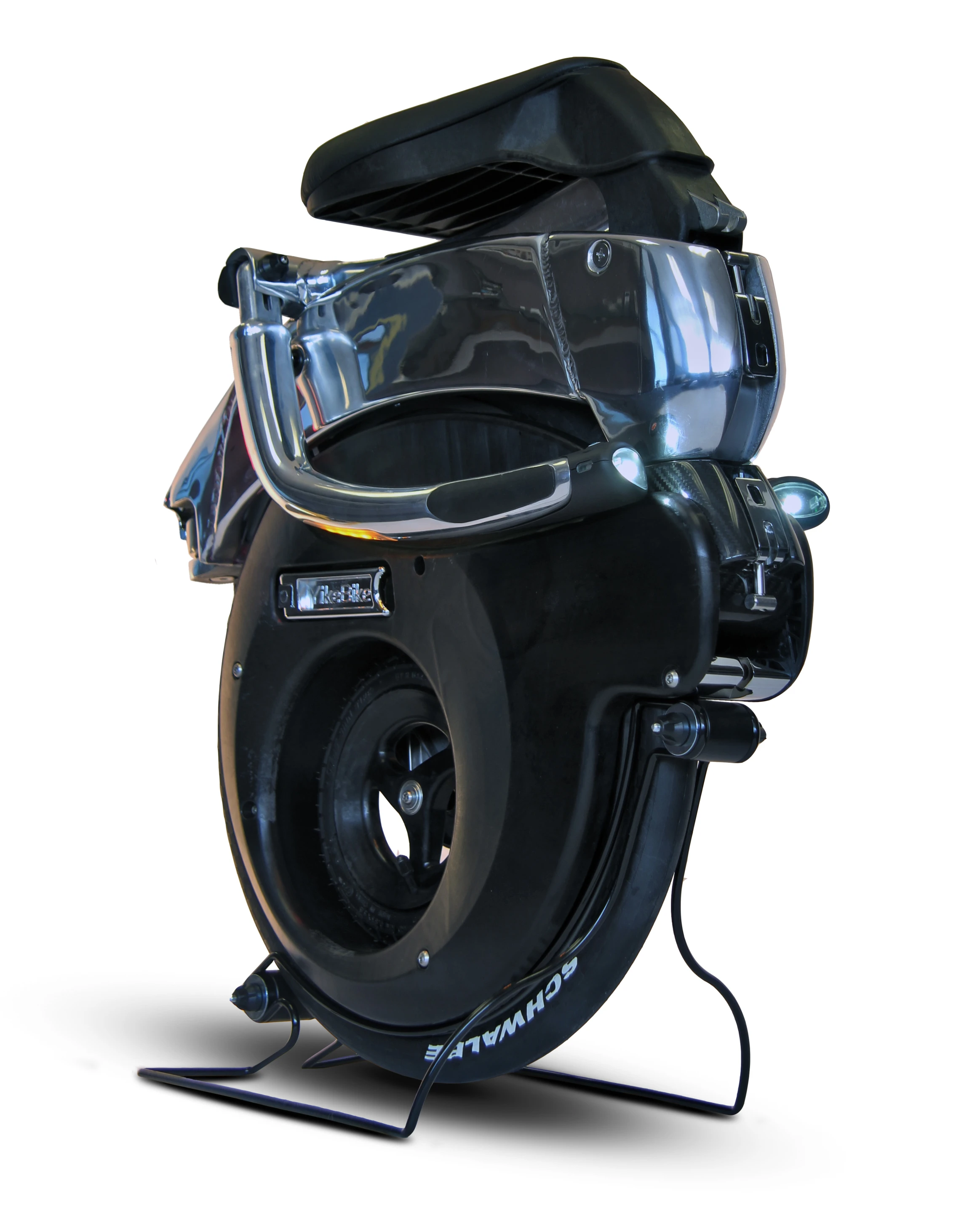 The Yikebike is a miniature, electric penny farthing made of carbon fiber capable of 25km/h (15 mph) with a range of 10 km or 20 km if you carry a spare battery