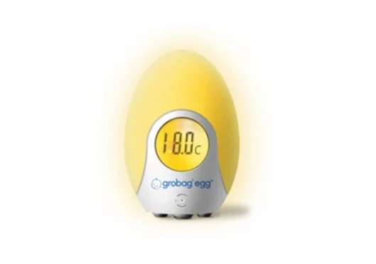 Grobag's Egg Digital Room Thermometer warns parents if the room is too hot or cold
