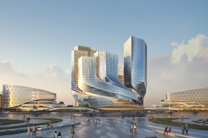 Tencent Helix will consist of four towers, with the tallest reaching a height of 153 m (501 ft)