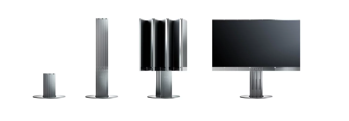 At the push of a button on the remote, the C Seed 301 rises from its underground home to reach a height of 6 meters, the seven panels fold out and lock and the outdoor movie party can get started