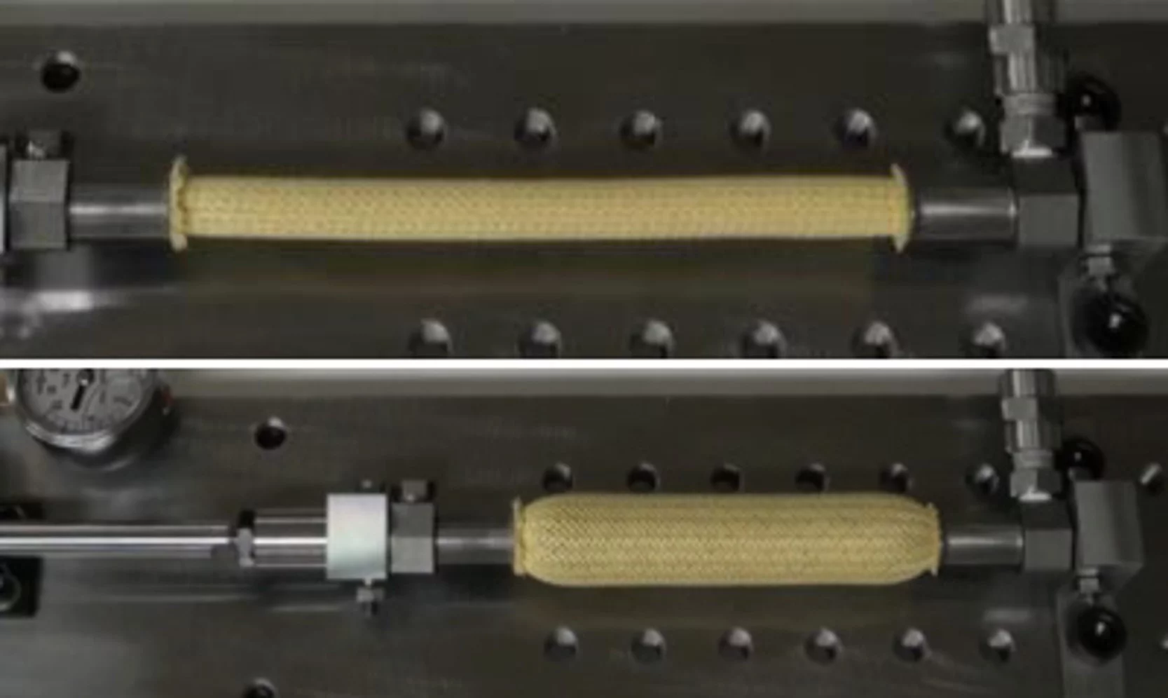 The hydraulic muscle inflated and deflated