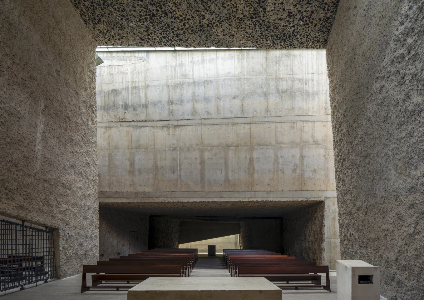 The Holy Redeemer Church of Las Chumberas is defined by its use of rough-finish concrete