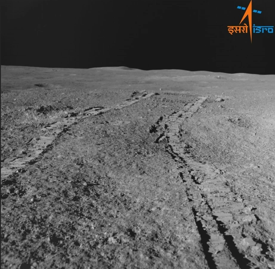 The Pragyan rover's retraced trackers