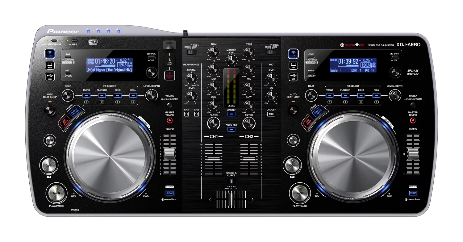 The XDJ-AERO can source MP3/AAC audio tracks from up to four different WLAN-enabled devices at any one time, and there's no need to worry about venues having decent Wi-Fi as the unit can create its own wireless access point