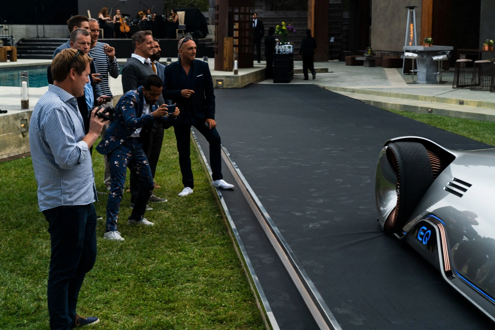 Each wheel of the Vision EQ Silver Arrow concept contains 168 lightweight aluminum spokes painted in rose gold