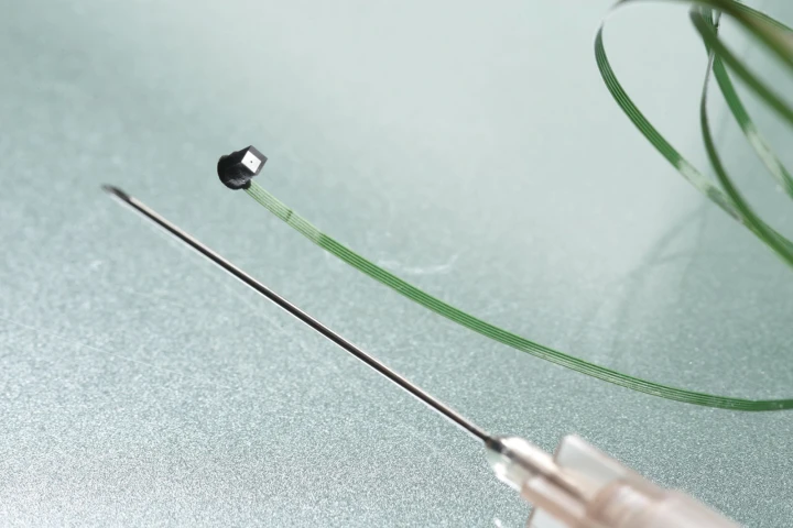 German engineers have developed a low-cost disposable endoscopic camera that is the size of a coarse grain of salt (Photo: Fraunhofer)