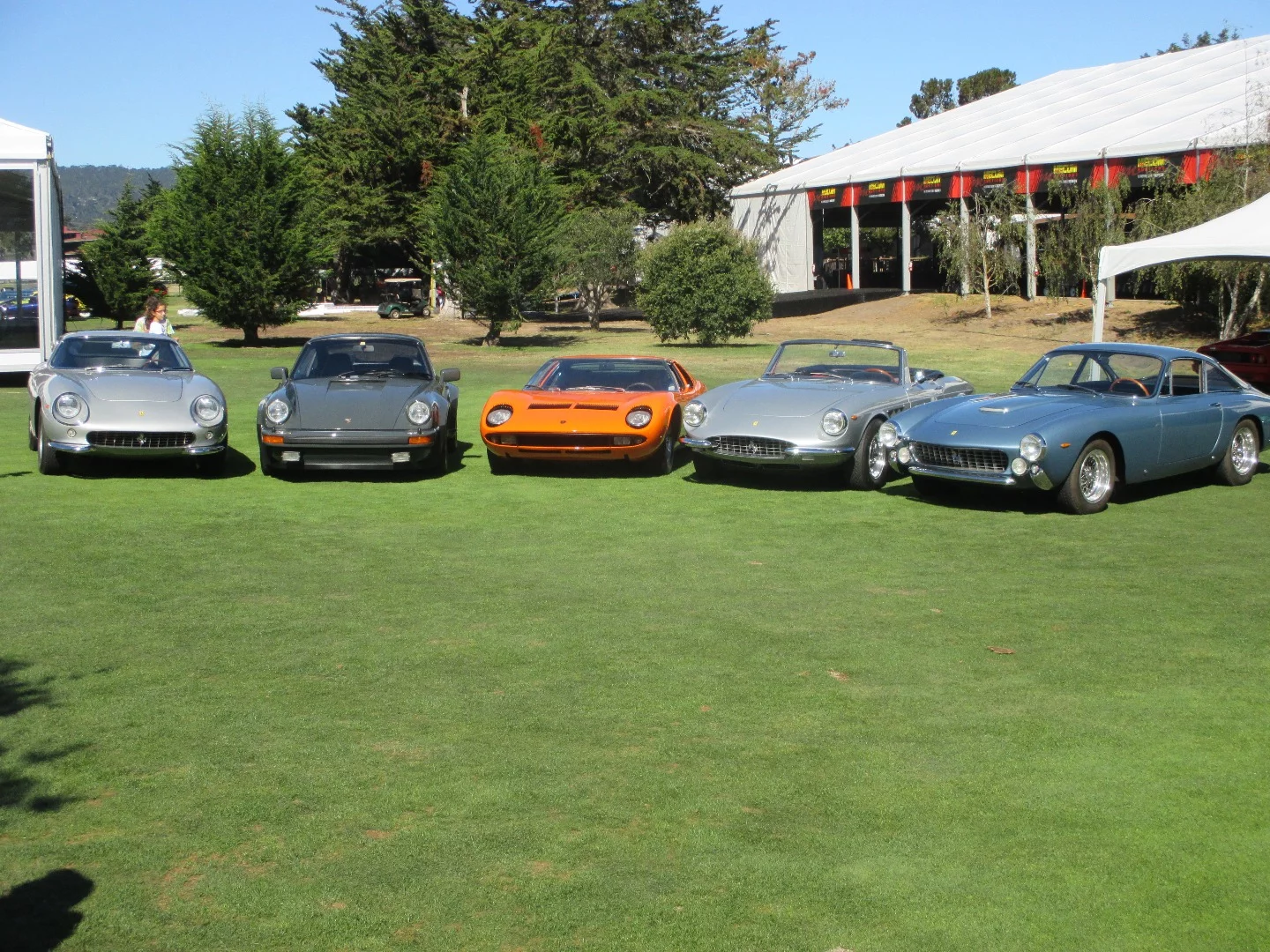 Pretty maids in a row at Mecum sale. The Lamborghini in the center fetched top price at the auction.