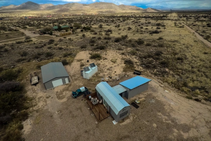 As you can see, this tiny home is almost completely isolated in the high desert of Arizona. There is one nearby neighbor.