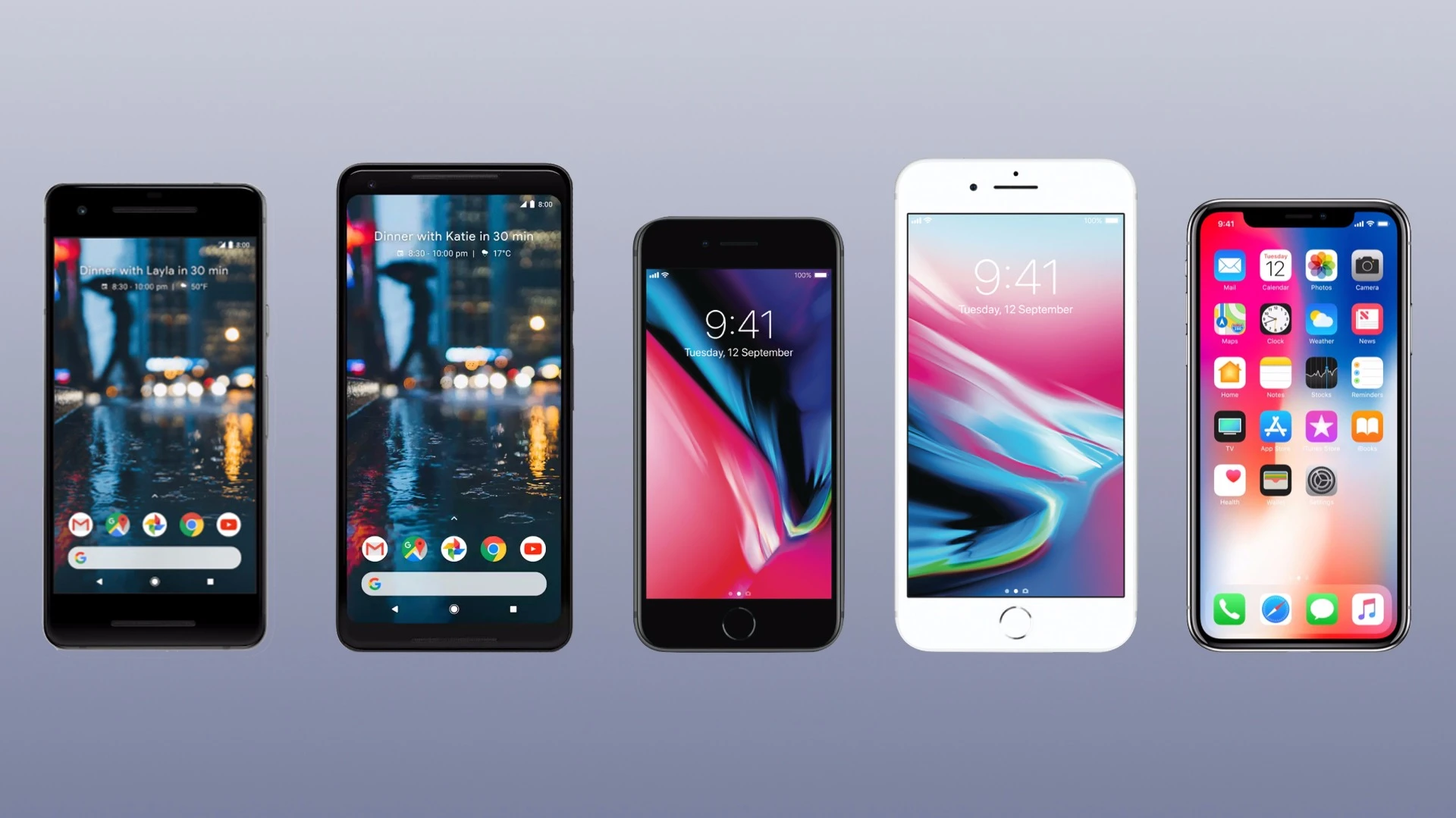 New Atlas compares the specs and features of the Google Pixel 2 and Pixel 2 XL to the iPhone X, iPhone 8 and iPhone 8 Plus