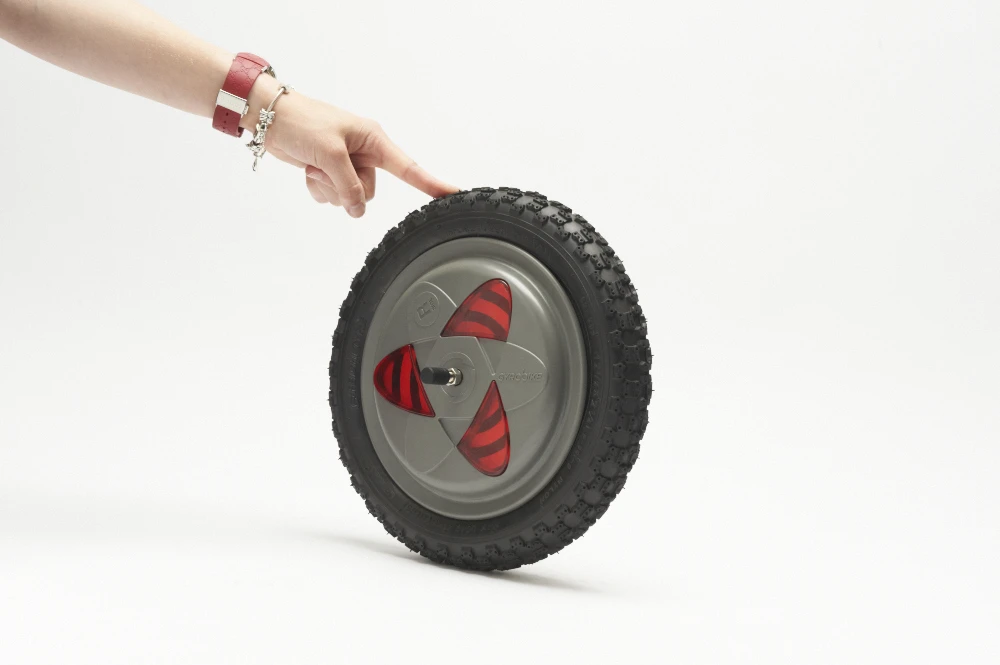 The Gyrowheel features a battery-powered spinning disk where the spokes of a wheel are usually found, and a process known as gyroscopic precession helps keep the bike and rider upright