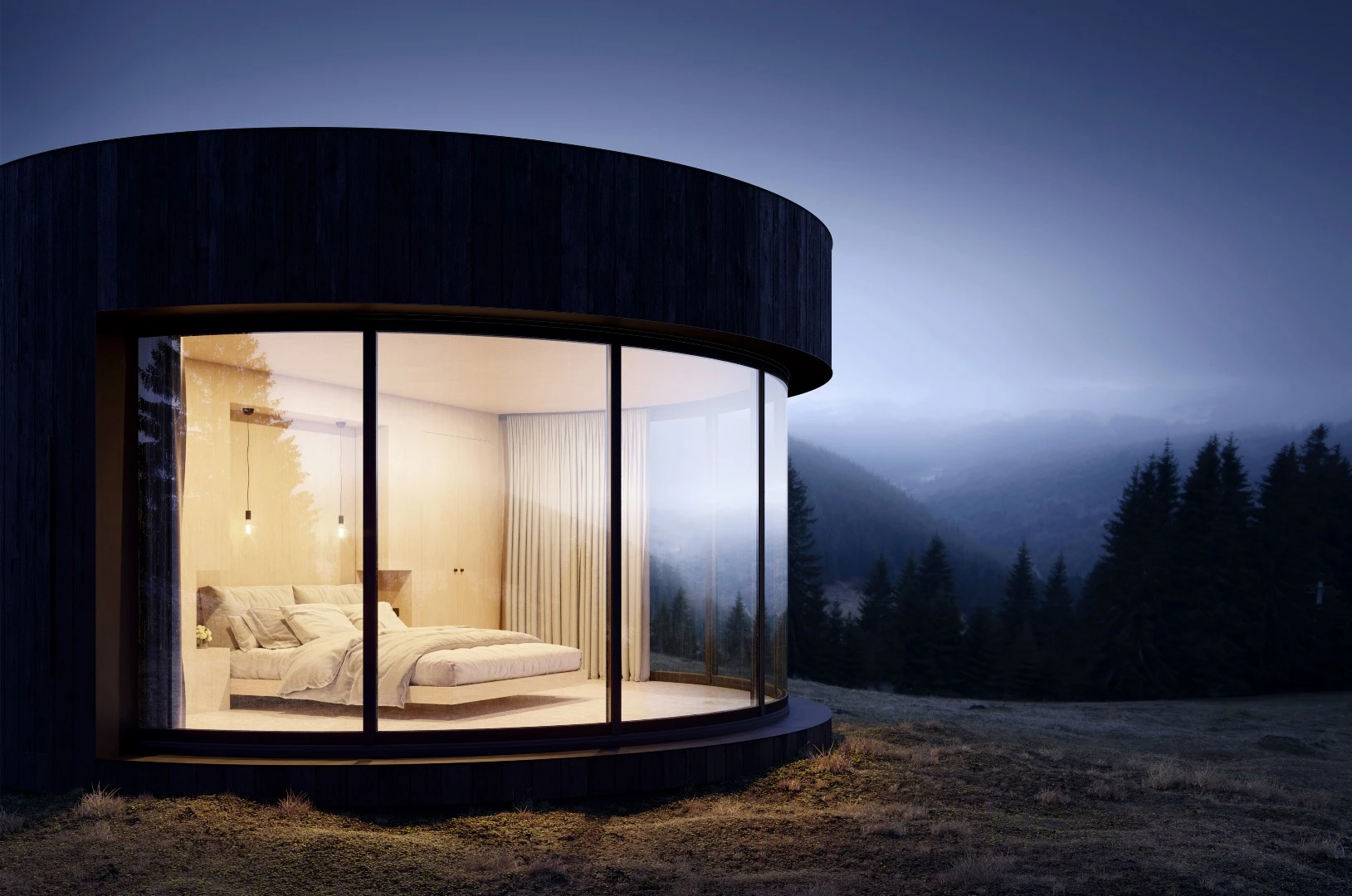 The LumiPod is installed on four stilts that screw into the ground