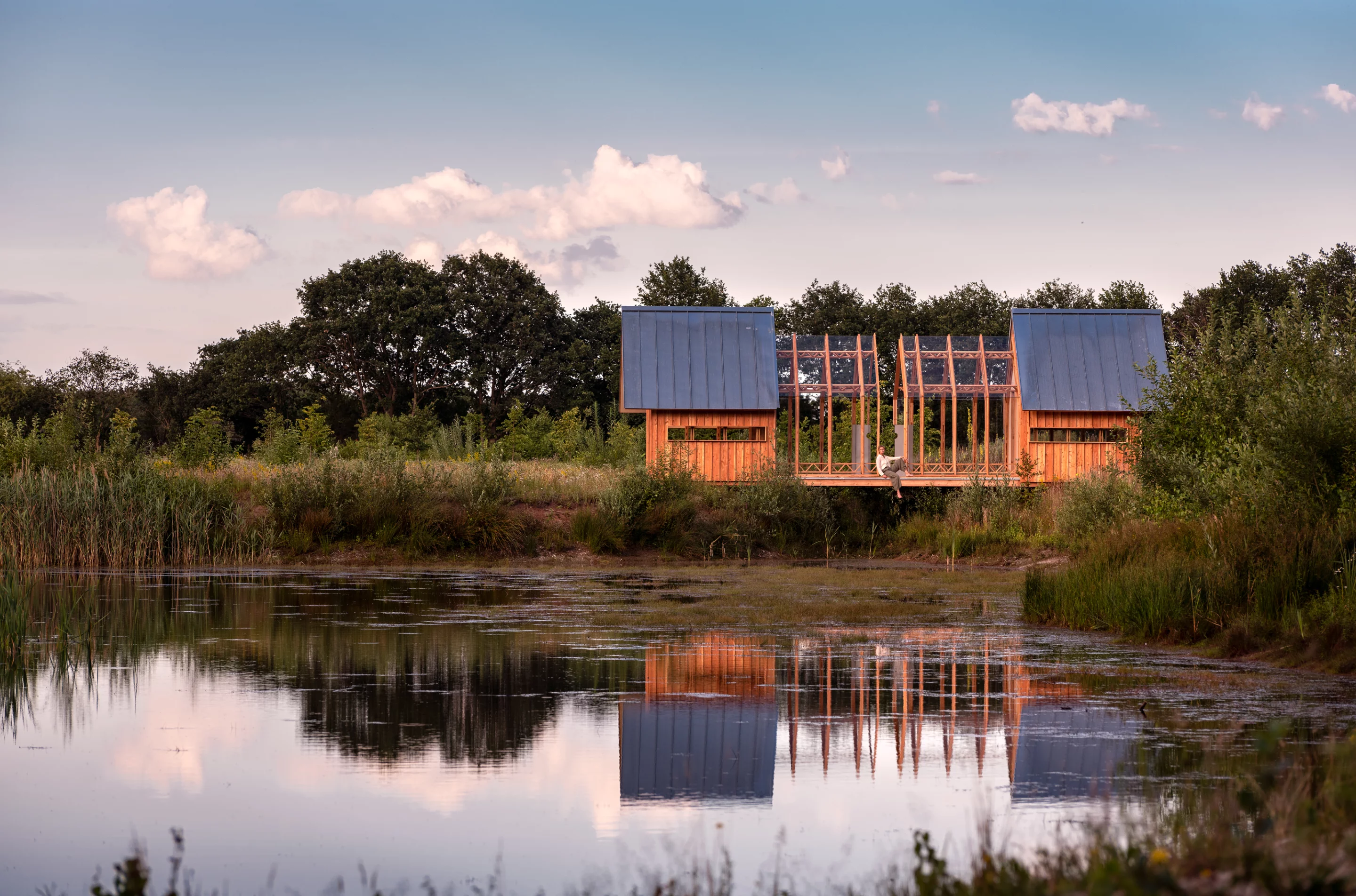 "The windows also give a panoramic view, but only when seated in a chair, or when waking up and experiencing the view from the bed," says Caspar Schols. "This way, when the wood shells are closed there is a strong, cosy, indoor atmosphere protected from the elements, for these moments in which the weather is more hostile"