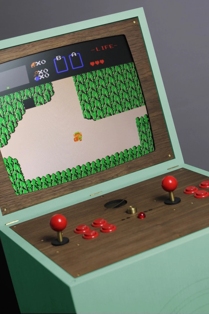 These stylistic full-size arcade boxes can be fitted with either an original circuit board of a classic game or a modern computer loaded with a game emulator