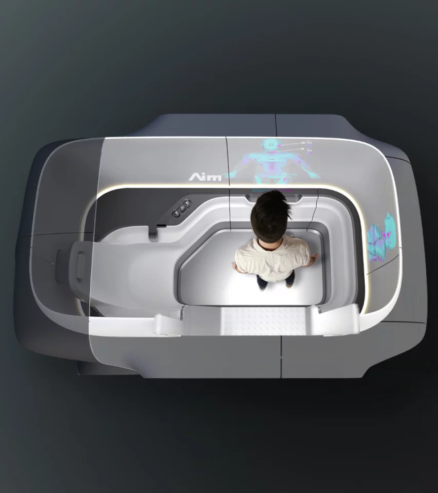 The self-driving clinic has a number of diagnostic devices to more comprehensively monitor the patient