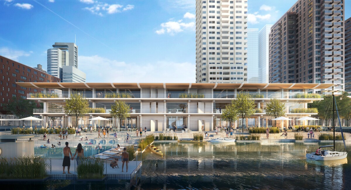 Floating Office Rotterdam will sport a partially green roof, as well as solar panels